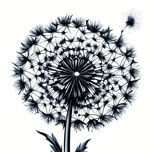 Dandelion blowing tattoo design idea