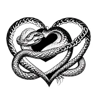 Snake chain heart tattoo design idea
