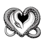 Snake chain heart tattoo design idea