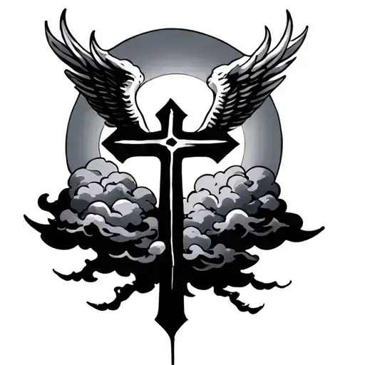 3 crosses with clouds tattoo design idea