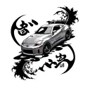 350z surrounded by traditional Japanese tattoo design idea