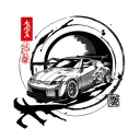 350z surrounded by traditional Japanese tattoo design idea
