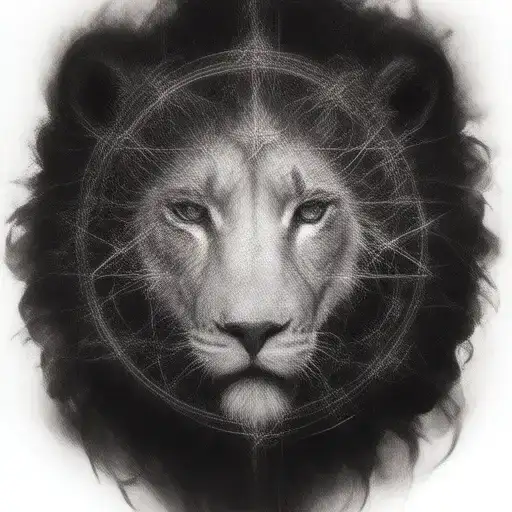 anime and leo star sign tattoo design idea