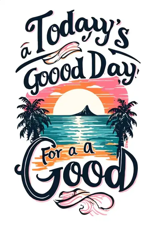 "Today's a good day for a good " "Today's a good day for a good " sunrise in pink and orange tattoo design idea