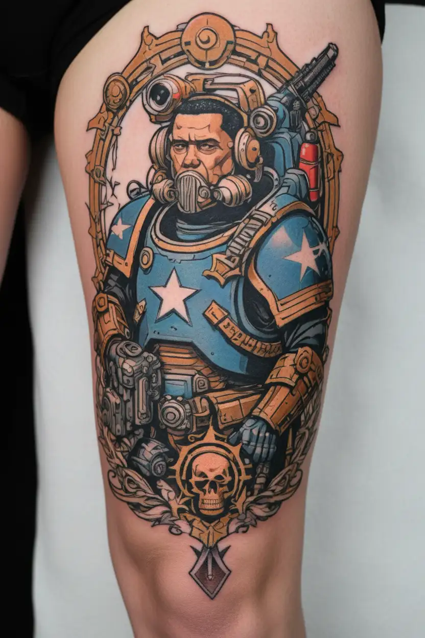barack obama space marine warhammer 40k tattoo design idea