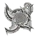 geometric spiral pattern tattoo design idea
