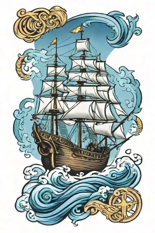 princess ship tattoo design idea