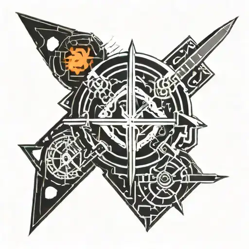 Can you make a tattoo of the brand of sacrifice Mark of berserk but Ina cyber sigilism style tattoo design idea