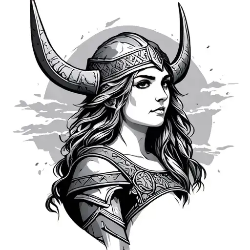 female viking ruins outline tattoo tattoo design idea