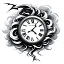 Thunder Storm and clock face tattoo design idea