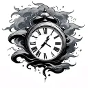 Thunder Storm and clock face tattoo design idea
