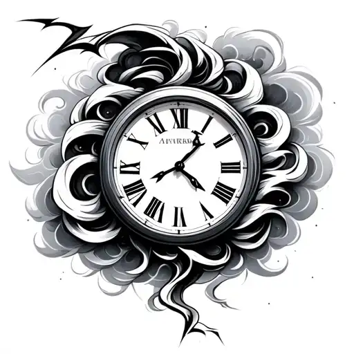 Thunder Storm and clock face tattoo design idea