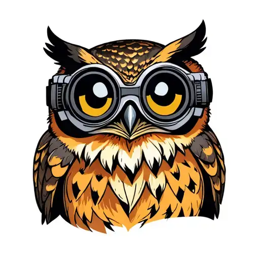 owl wearing night vision goggles tattoo design idea