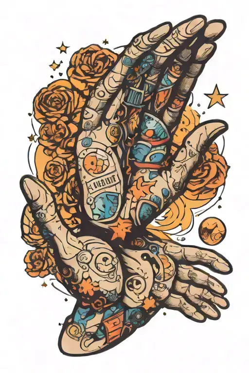 hands reaching towards space with the saying "I'll be in space"  tattoo design idea