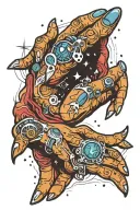 hands reaching towards space with the saying "I'll be in space"  tattoo design idea