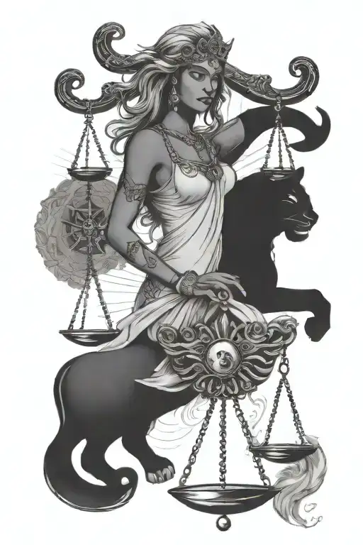 Libra zodiac sign and Leo zodiac sign tattoo design idea