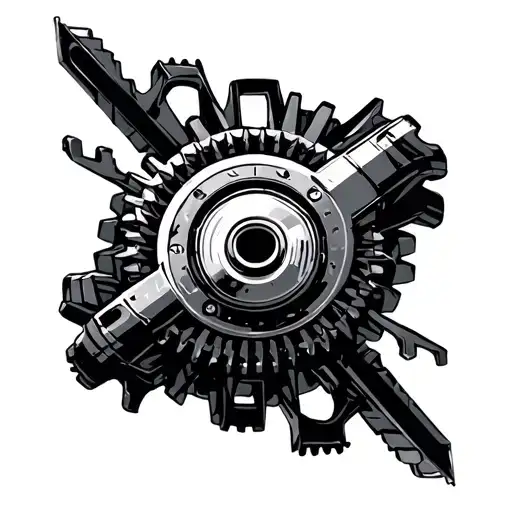 cyber sigilism with manual transmission gear pattern a bunch of lines tattoo design idea