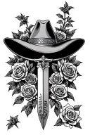 braveheart sword Scottish Akubra hat surrounded by roses and kenworth trucks Wallace family crest Williams family crest  tattoo design idea