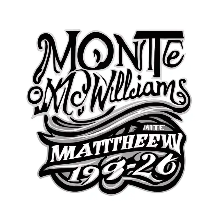 the name monte McWilliams and the Bible verse Matthew 19:26 tattoo design idea
