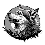wolf howling tattoo design idea