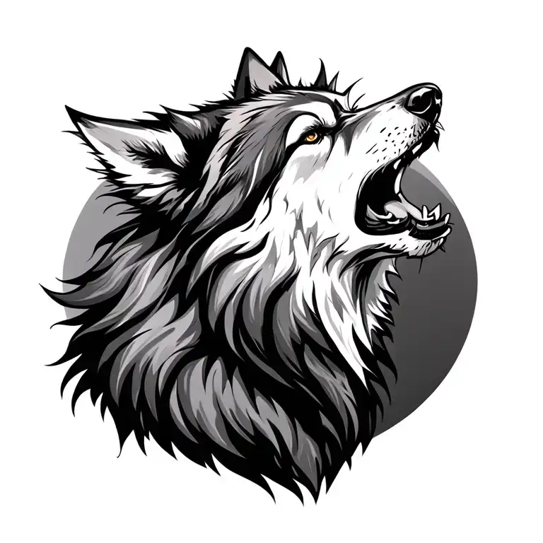 wolf howling tattoo design idea