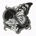 butterfly serves cigarette smoke burning black tattoo design idea