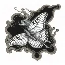 butterfly serves cigarette smoke burning black tattoo design idea