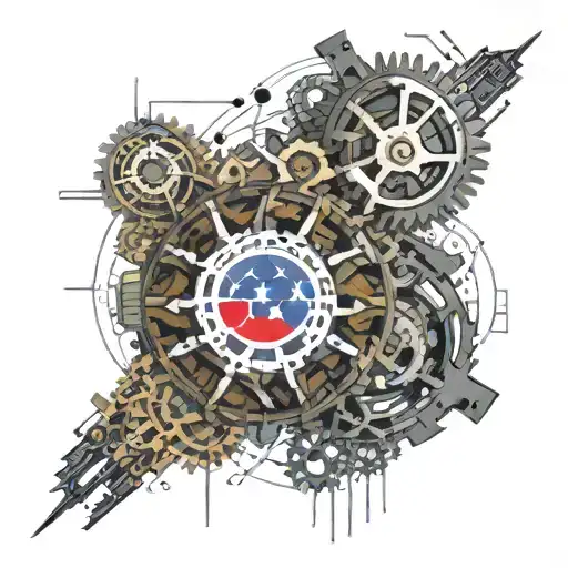 gears and philippine flag tattoo design idea