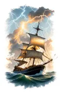 Zeus throwing a lightning bolt at a sailboat tattoo design idea