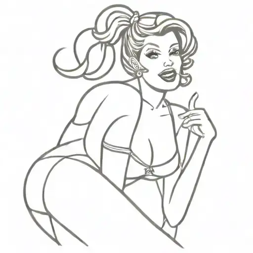 feminist pin up girl tattoo design idea