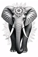 Floral geometric elephant tattoo design idea