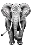Floral geometric elephant tattoo design idea