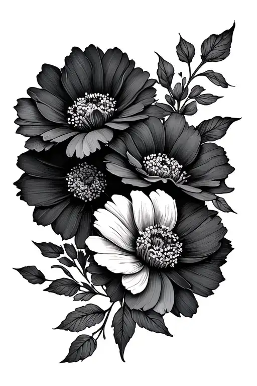 Japanese style tattoo featuring flowers and to celebrate my twin daughters.  tattoo design idea