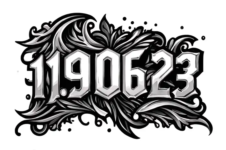 "19.06.23" birthday date in tribal patterns tattoo design idea
