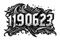 "19.06.23" birthday date in tribal patterns tattoo design idea