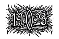 "19.06.23" birthday date in tribal patterns tattoo design idea