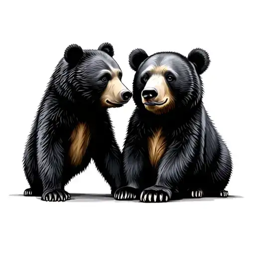 2 Cubs with mama bear tattoo design idea