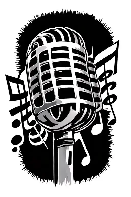 music notes with mic Chester Bennington tattoo design idea