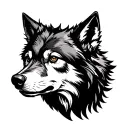 traditional flash style wolf head tattoo design idea