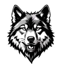 traditional flash style wolf head tattoo design idea