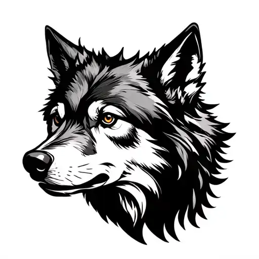 traditional flash style wolf head tattoo design idea