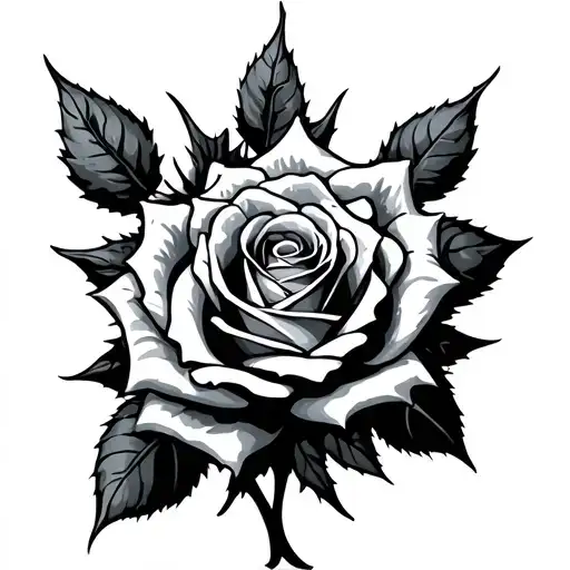 Roses with thorns wrapped tattoo design idea