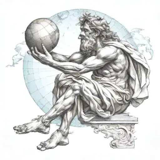greek mythology atlas holding the world tattoo design idea