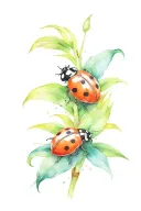 ladybug and a coconut    tattoo design idea