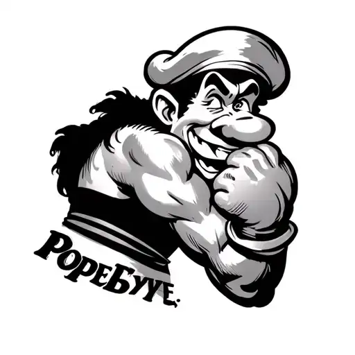 popeye the sailor man with grumpys head from snow white tattoo design idea
