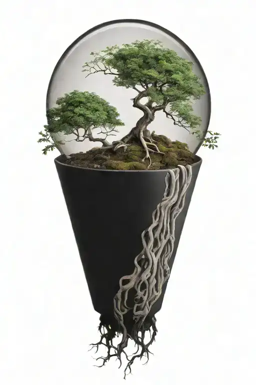 bonsai bush growing out of a pair of lungs tattoo design idea