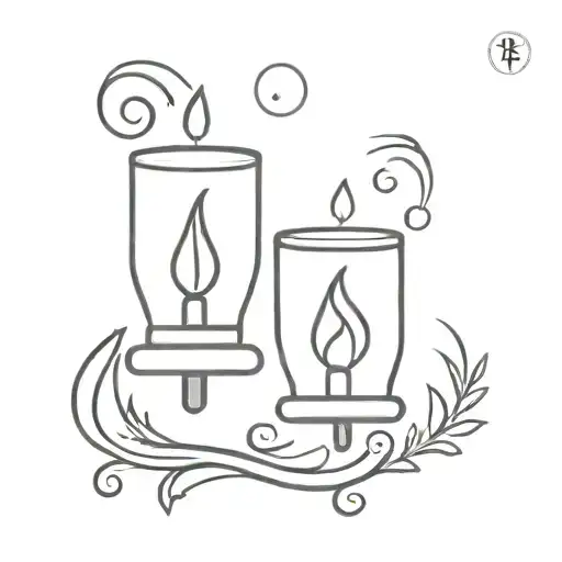 semicolon, bell, candle tattoo design idea