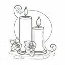 semicolon, bell, candle tattoo design idea