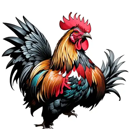 rooster fighting tattoo design idea