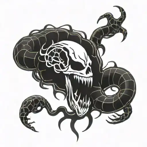 venom and adhd brain tattoo design idea